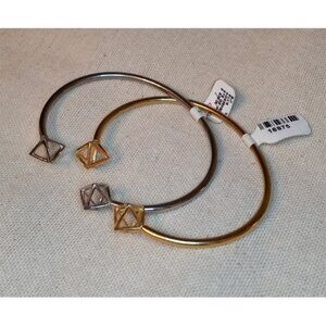 New Lesa Michelle 2 Gold And Silver Plated Cuff Bracelets Trendy Layering